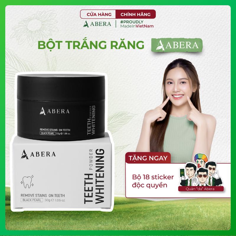Bột Trắng Răng Ngọc Trai Đen Abera 30g - Làm Trắng Nhanh Vết Ố Vàng, Ngăn Ngừa Cao Răng và Mảng Bám Lâu Năm