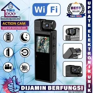 Camera Mini Wifi Action Cam Klip 180° Rotasi Kamera Saku Pocket Back Clip Nirkabel Full HD 1080p Kamera Aksi Olahraga Sportcam Sprot Cam