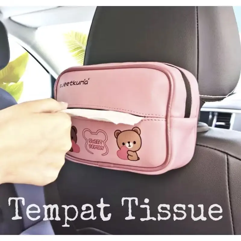 Tas Tisu Mobil Sablon Model Klik Sun Visor Car Hitam Elegan