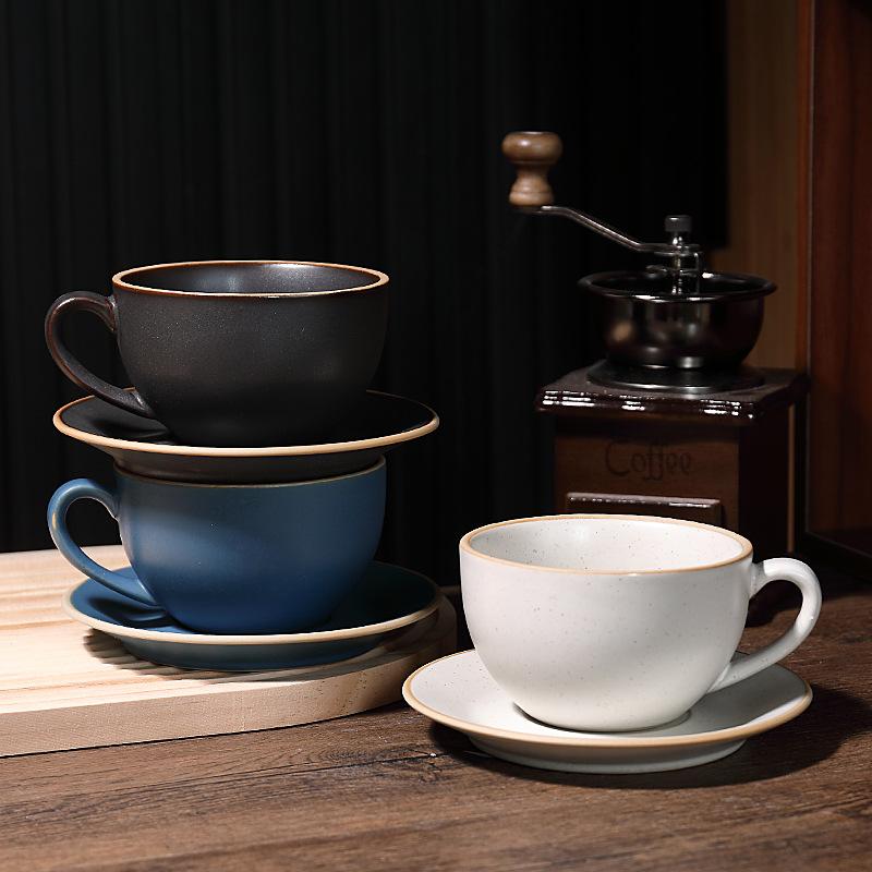 Product Introduction of Ceramic Coffee cup and saucer set Continental Latte cup Coffee shop home office breakfast cup personalized cup and saucer  mug drinkware reusable washable andwear-resistant 6