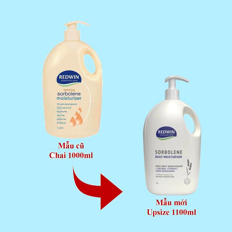Kem dưỡng ẩm Redwin Sorbolene Daily Moisturiser With Vitamin E 1100ml 1.1 Lít - Cấp và khóa ẩm cho da Dưỡng Da Body Làm Đẹp Da Dưỡng Body Vitamin C Lotion Women Nữ Dâu