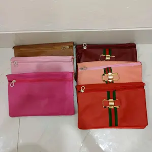 Tas Kosmetik Wanita Pouch Bag Multifungsi Tas Pita Elegan Tas Dompet   Pink Kulit Belanja Wanita