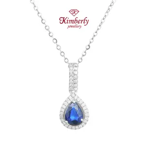 Liontin Berlian Pearshape Batu Blue Sapphire KPD1314885 - Kimberly Jewellery