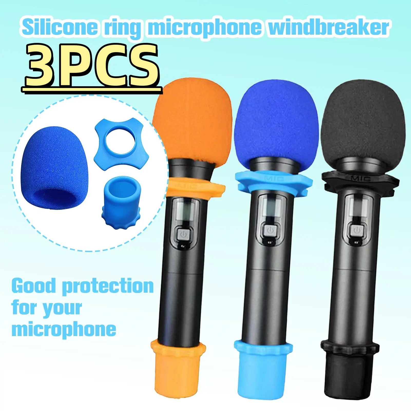 3 buah Set Sarung Mikrofon MICROPHONE TEBAL / SPON MIC / COVER MIC - 3pcs Microphone Cover Set Pelindung Anti Jatuh & Anti Menggelinding, Ring Spons Anti Slip untuk KTV, Live Streaming, dan Penyanyi