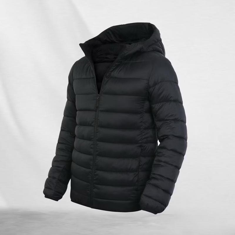 Áo phao nam siêu nhẹ trần 2 mặt Mùa đông 2025 Màu đen Thông thường Cotton Kẻ sọc. Menswear Thun Jacket Jean aokhoac nam aokhoac cao