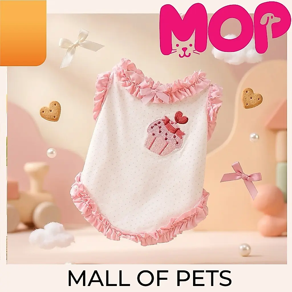 MOP / Baju Tanktop Ruffle Cupcake Pink Anjing kucing / Cute Puppy Sleeveless Outfit