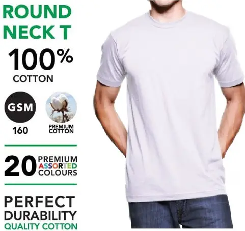 100% Cotton Unisex Round Neck Tee Cotton Crew Neck Plain Casual Cotton Plain