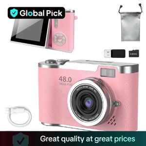 Foldable Screen Student Camera, Retro CCD Card Machine, Entry-level Digital Camera, 1080P Built-in Games & Filter Functions Camera with Storage Bag & 32G Memory Card, Pocket Camera