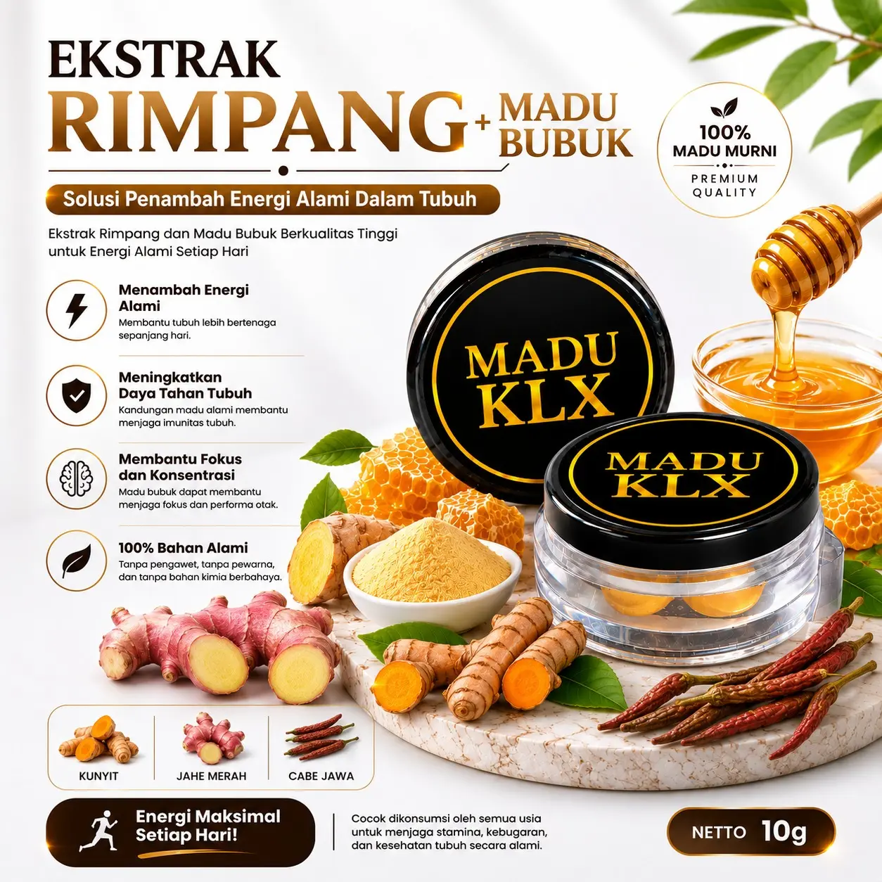 [TERLARIS] Ekstrak Rimpang Cabejawa  Pilihan + Madu Bubuk Alami | Madu Bubuk Original 100% | Praktis Mudah Di Minum Setiap Saat | Bahan Ekstrak Rimpang