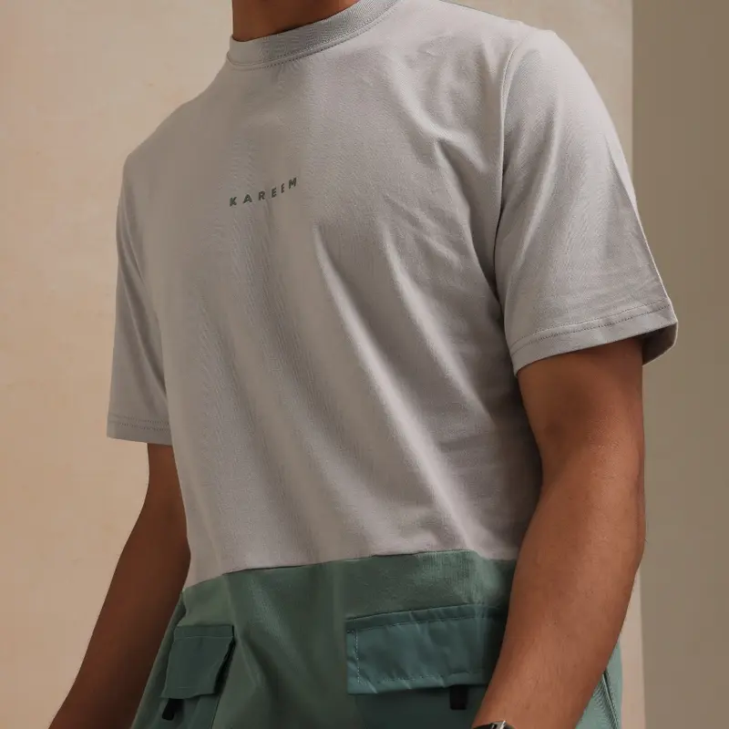 KAREEM SSK DOP KAOS KURTA LENGAN PENDEK Cream Grey 5
