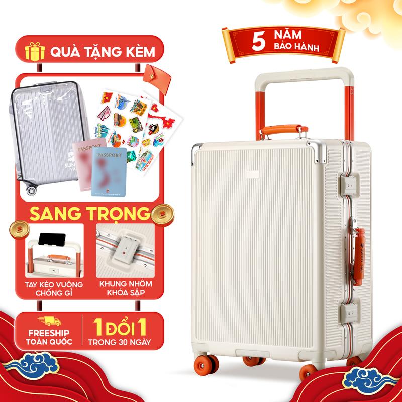   HÀNG MỚI VỀ  Vali SUNNY MIRA size 21 25 inch nhựa PC bo góc khung nhôm - bảo hành 5 năm 