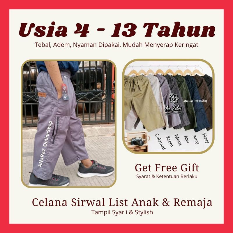 Sirwal List Anak Laki Laki Celana Panjang Harian Bahan American Drill Grade A Polos Hitam Navy Fashion 0