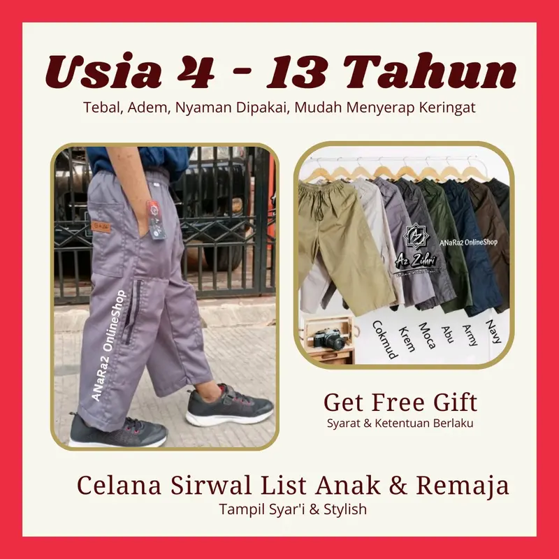 Sirwal List Anak Laki Laki Celana Panjang Harian Bahan American Drill Grade A Polos Hitam Navy Fashion 0