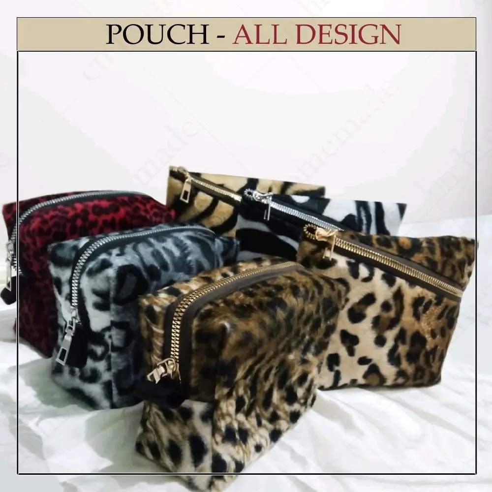 Pouch Makeup Leopard l STANDARD l Pouch Traveling/ Pouch Serbaguna Leopard Bludru Halus kosmetik