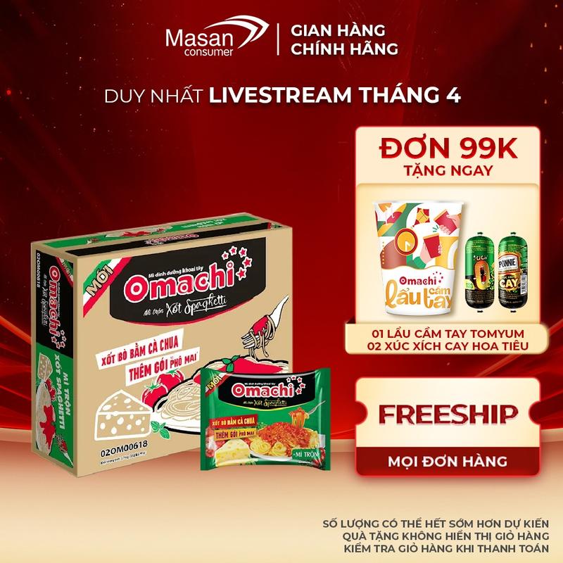 Thùng Mì dinh dưỡng khoai tây Omachi mì trộn xốt Spaghetti 30gói x 90gr
