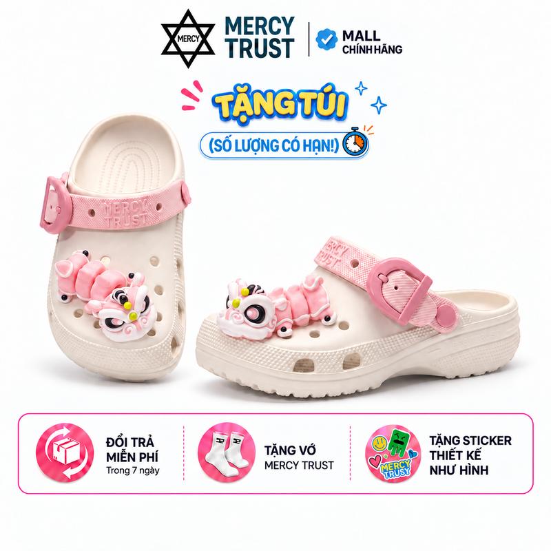 [TẶNG TÚI HALLOWEEN] "Rước Lân Lên Chân" , KÈM Sticker Lân 3D, Vớ - MC15 LÂN - Dép Sục Nam Nữ MERCY TRUST, Dép EVA Êm Nhẹ Chống Trượt