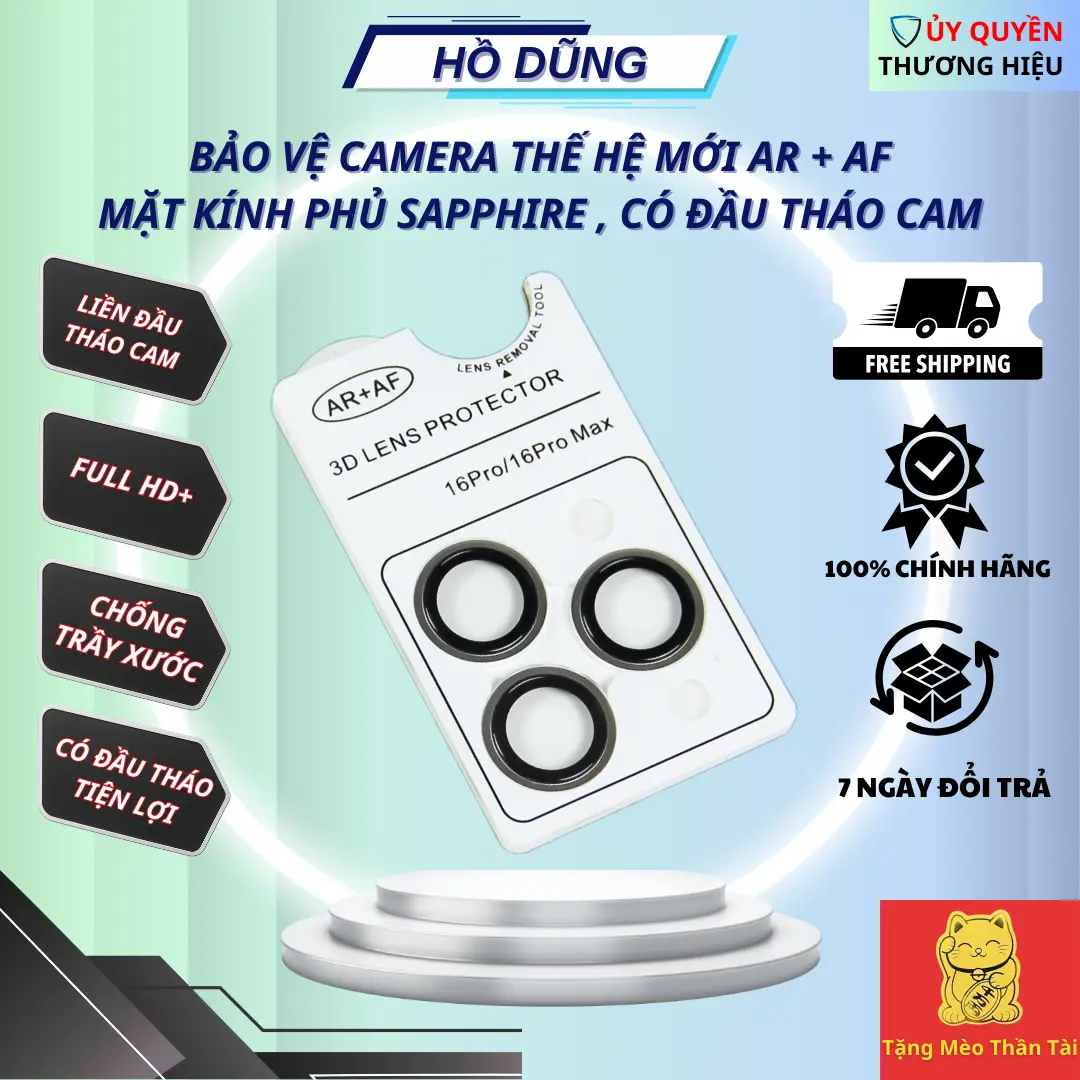 [ 2 TẦNG Sapphire ] Bảo Vệ Mắt Camera 2 Tầng AR + AF ( ANTI - FOG ) Phủ Sapphira Siêu Trong Suốt - Chống Trầy - Chống Va Đập - Có Đầu Tháo Cam dành cho điện thoại