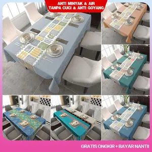 <COD>Loyal Bosque Taplak Meja Makan Motif Tahan Air Ukuran 4-10 kursi Taplak Ruang Tamu Persegi Panjang Anti Noda Bahan EVA / D11-2A