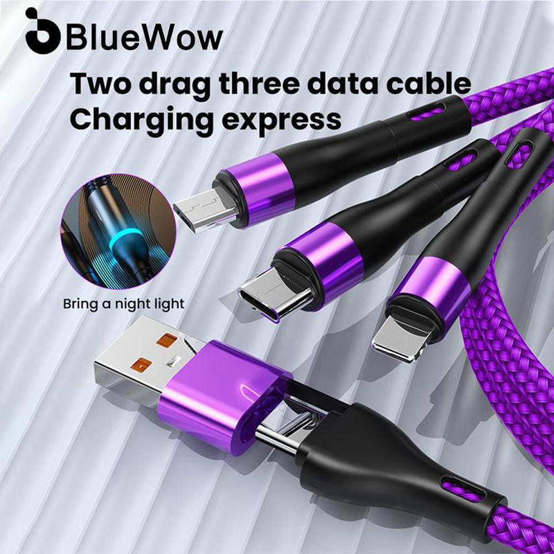 Cáp Sạc Siêu Bluewow 2 trong 3 Micro USB và Type C Bộ sạc nhanh Cáp Type-C Cáp dữ liệu Tương thích với điện thoại 045 Phụ kiện điện thoại