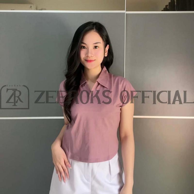 Product Introduction of baju wanita crop top leher kerah polo lengan pendek terbaru bahan cotton combed 12