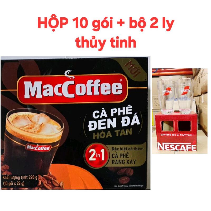 HỘP MACCOFFE 10 gói + bộ 2 ly thủy tinh kopiko cà phê maccoffee Cà Phê Phố cà phê phố gold nescafe organic coffee cafe việt đen