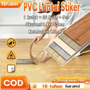 Reaim 1BOX (36 Pcs) Floor Vinyl Lantai Stiker Sticker Vinyl Lantai PVC High Quality 91.5cmx15.2cm Lantai kayu parquet Dengan Lem
