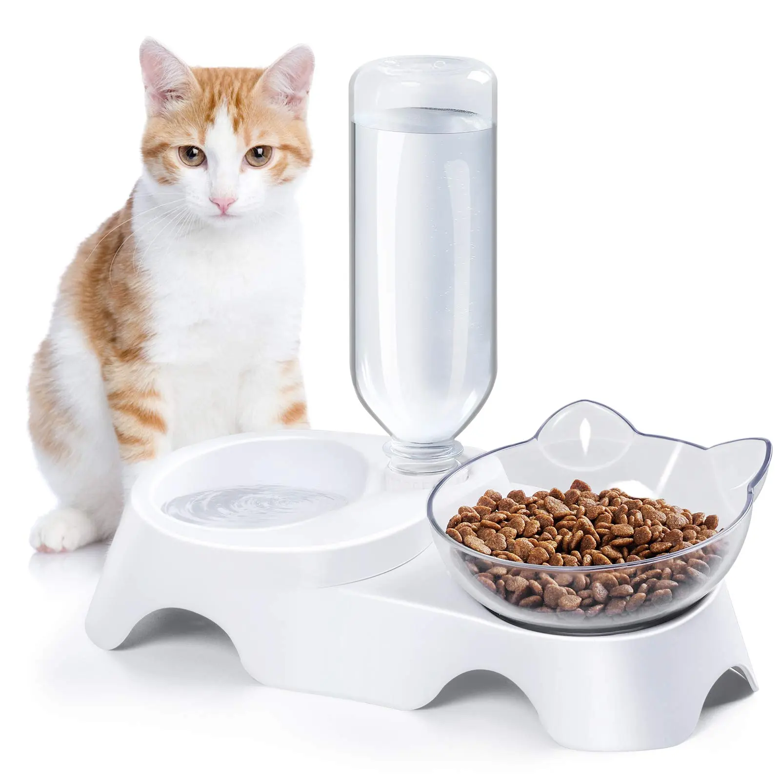 PETHEALER   Cat bowl Dog bowl Cat food bowl Dog bowl Cat double bowl Automatic drinking cat food food bowl feeder Pet supplies complete book