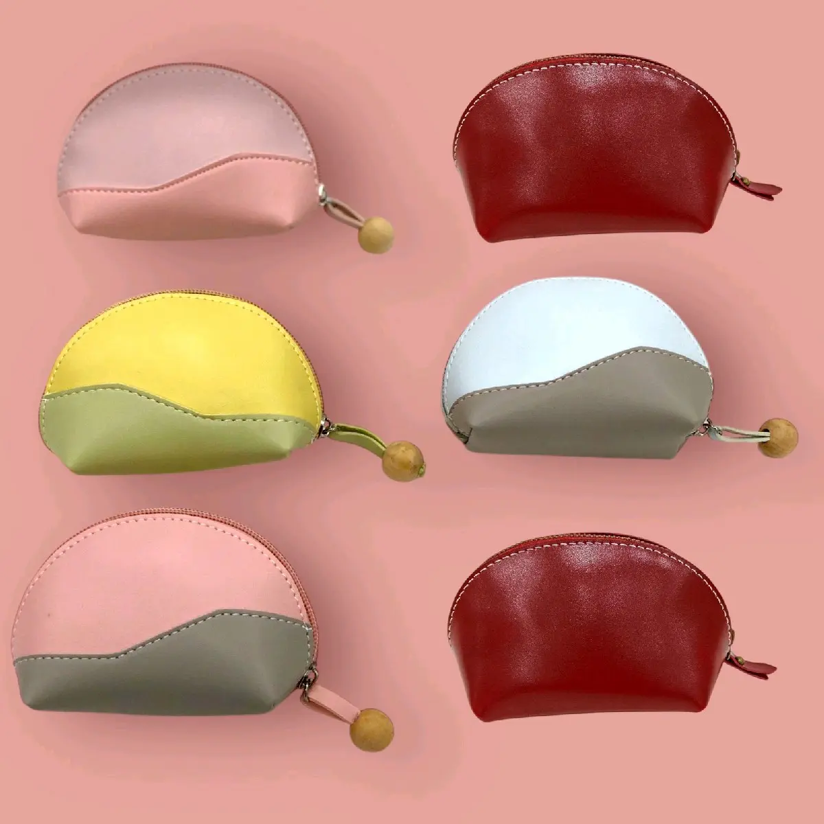 Dompet Koin Mini Bentuk Oval dari Bahan Kain Sintetis Waterproof-Muat untuk kartu Uang