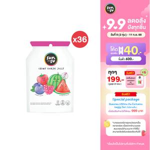 (แพ็ก 36) Sunsu ซันซุ เยลลี่ผสมบุก กลิ่นมิกซ์เบอร์รี่และแตงโม ของขวัญ
