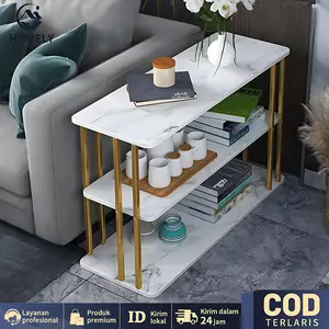 COD Meja Samping Rak 3 Susun Serbaguna Meja Ttamu Minimalis Meja Kopi Meja Nakas Meja Motif Marmer Rak Penyimpanan 3 Susun Mesium Rak Kosmetlk Estetik Furniture Table