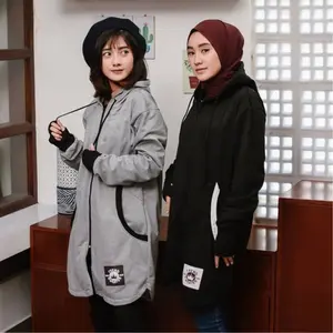 Long RH Zipper || Sweater Hoodie Zipper Hijaber || Sweater wanita Muslimah Masa Kini