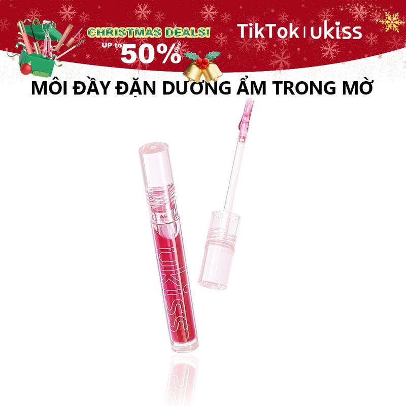 UKISS Dầu môi Son bóng trong suốt như gương nước dưỡng ẩm không làm khô môi 2ML Son Môi Trang Điểm Mỹ Phẩm Cosmetic Nữ