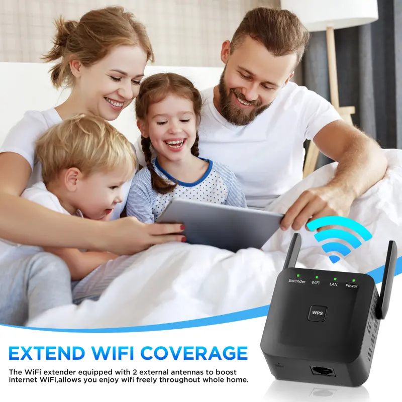 Bộ tăng cường mở rộng WiFi cho gia đình, Bộ tăng cường WiFi 1200Mbps 5GHz & 2.4GHz để mở rộng phạm vi kết nối Internet WiFi, Hỗ trợ bộ lặp / AP / Bộ định tuyến / Chế độ với 4 ăng-ten, C001 5