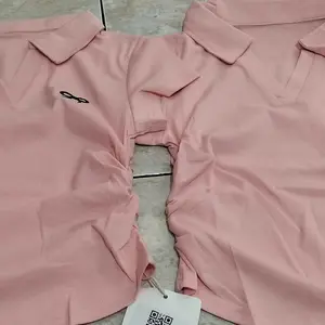 Kaos lengan pendek kerah polo bordir pita putih