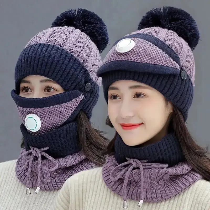 Kupluk Syal Masker 3 In 1 Khusus Wanita Korean Style Untuk Cuaca Dingin Import 1