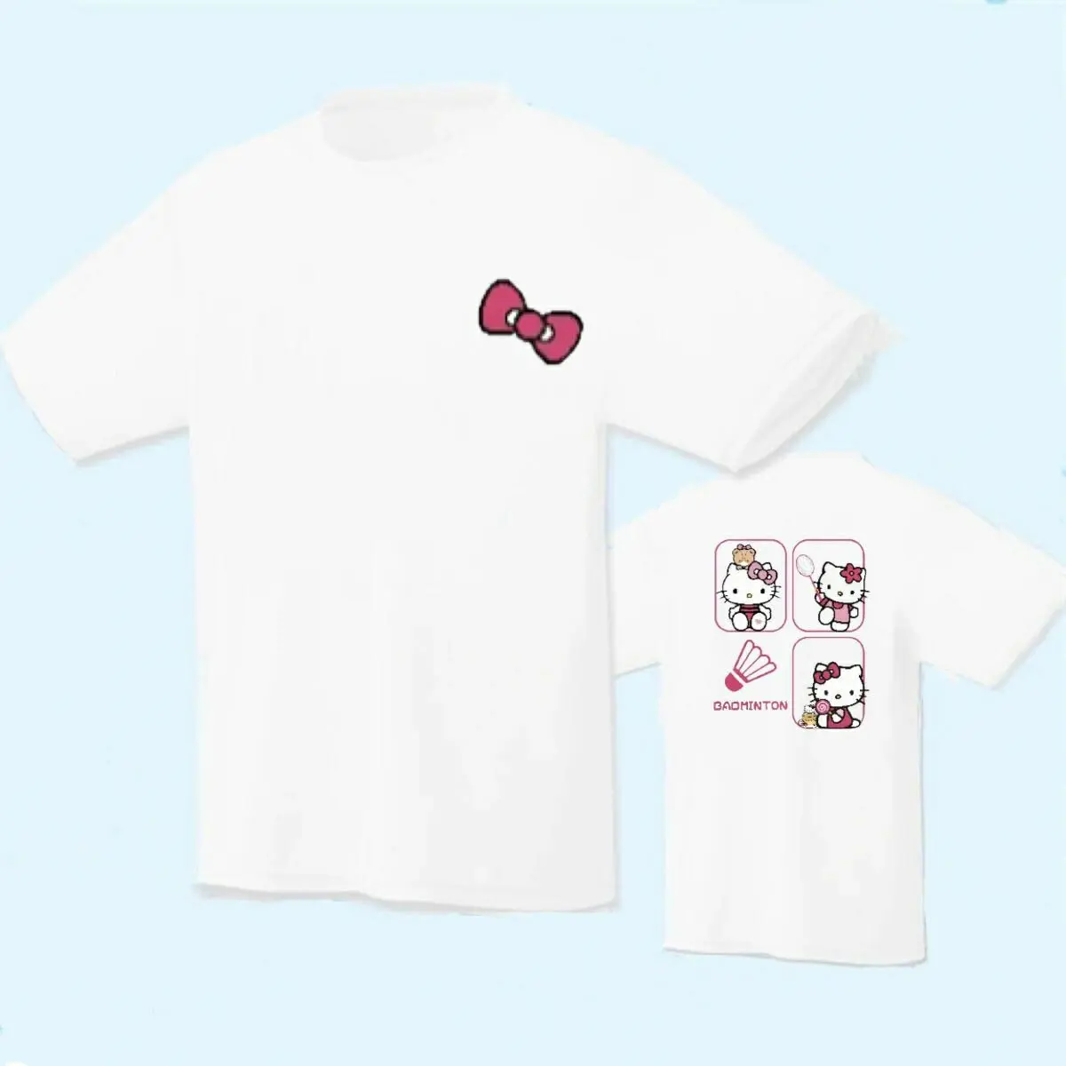Áo Cầu Lông, HELLOKITTY, Nhanh Khô, Áo Sơ Mi Văn Hóa Thể Thao, ngắn Tay, Thấm Hút Mồ Hôi, Thoáng Khí, Thích Hợp Để Tập Luyện Đá Bay, Áo Cơ Sở
