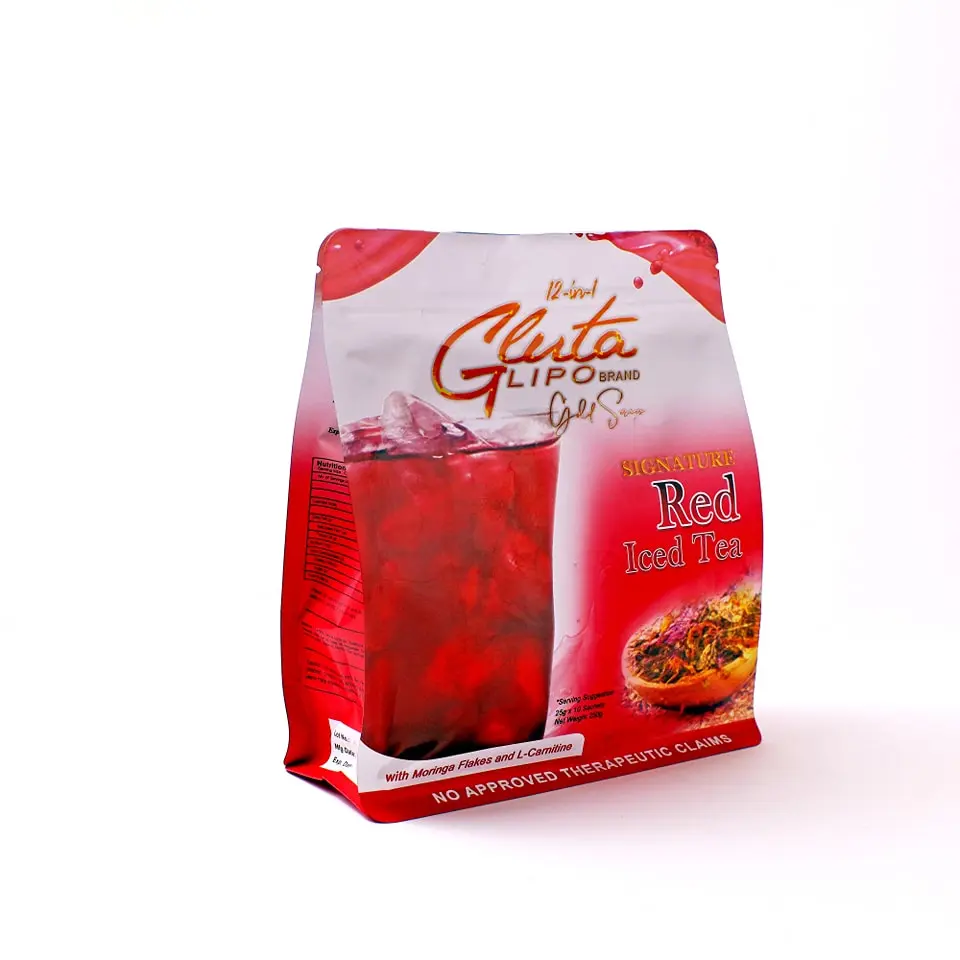 gluta lipo brand sigature Red Ice Tea with moringa flakes