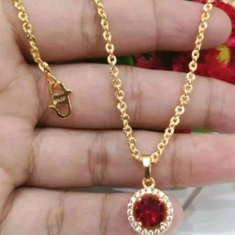 Kalung Nuri Panjang 45cm free Liontin Mata Satu Merah Cantik Xuping Asli LapisEmas 24k Anti Karat Perhiasan Fashion Wanita 3