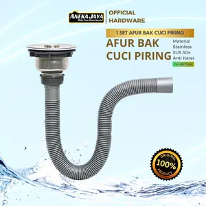 Afur Stainless Satu Set Selang Pembuangan Bak Cuci Piring Saringan Avur Sink Wastafel Awet