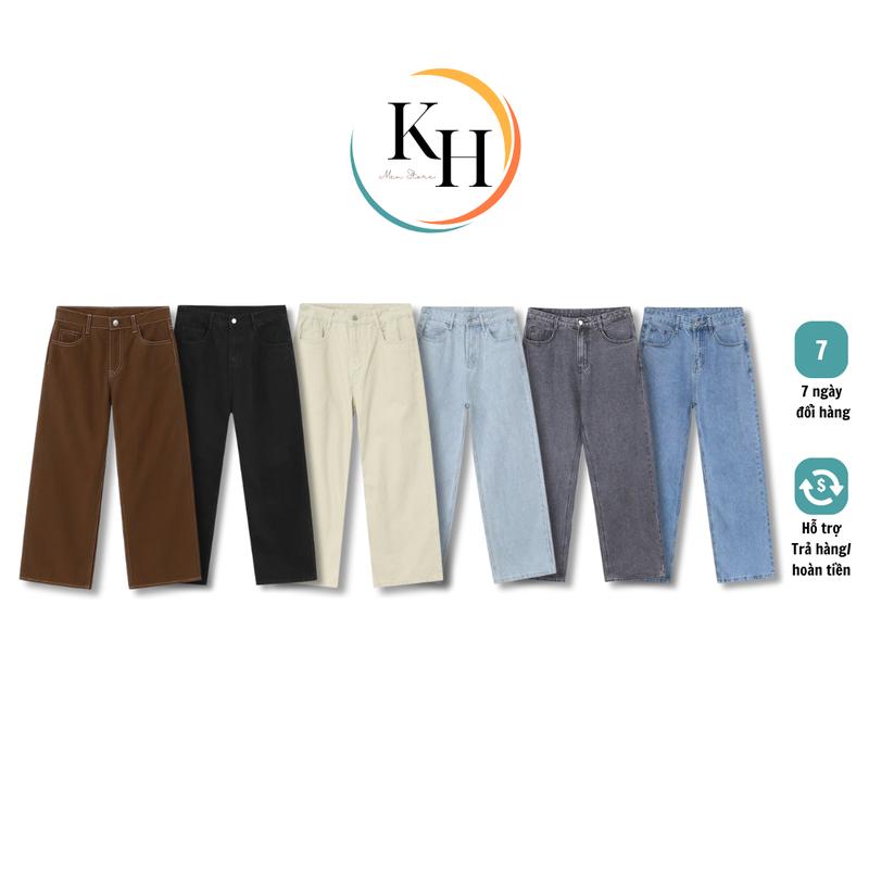 Quần Jean Ống Suông 6 Màu Be Đen Xám Trắng Xanh Nhạt Xanh Đậm Menswear Nam Pants Có Túi