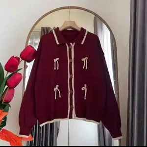 Rebeka Polo Cardigan Pita Rajut Wanita Korean Style tebal Premium / Cardy Rajut Pita Terbaru / Cardy Poppy Rajut Wanita Kekinian cardigan polo rajut