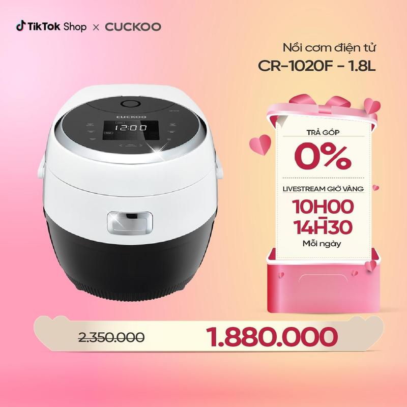 Nồi cơm điện tử Cuckoo 1,8L CR-1020F - Bảng điều khiển LED - Lòng nồi chống dính