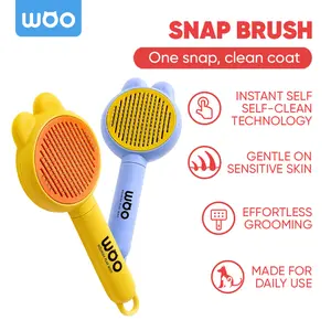Woo Snap Brush Sisir Grooming Bulu Kucing Anjing Tombol Pembersih