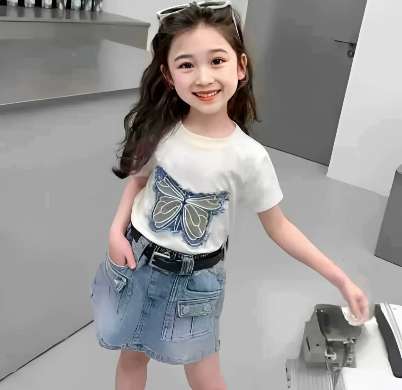Rok Jeans Anak Perempuan Variasi Kancing Midi Fashion Korean Style