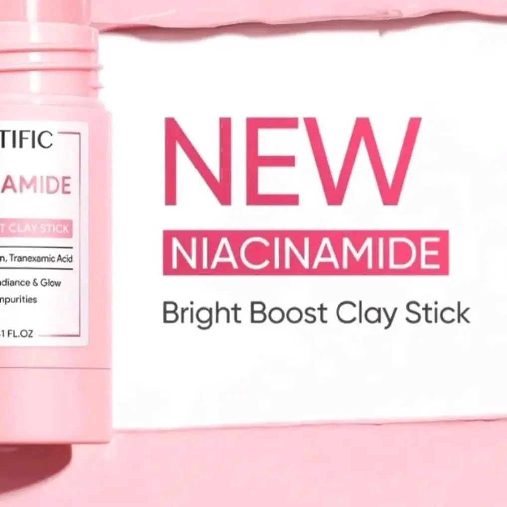 Masker Wajah Tific Niacinamide Bright Boost Clay Stick 40g dengan Niacinamide, Pink Sea Salt, dan Tranexamic Acid - Hitam