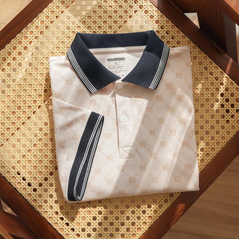 Áo Thun Nam Cao Cấp Polo CALAS Họa Tiết Cotton Pique Cổ Bẻ MANDINNI Menswear