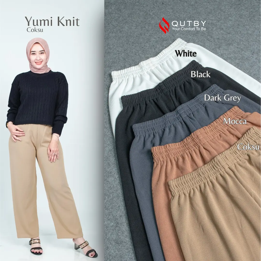 QUTBY - CELANA PANJANG YUMI KNIT PANTS CELANA SANTAI JUMBO WANITA