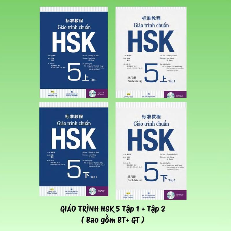 Sách - Giáo trình chuẩn HSK 5 Sách giáo khoa1,2 + Sách bài tập 1,2 Bản đen trắng có file nghe