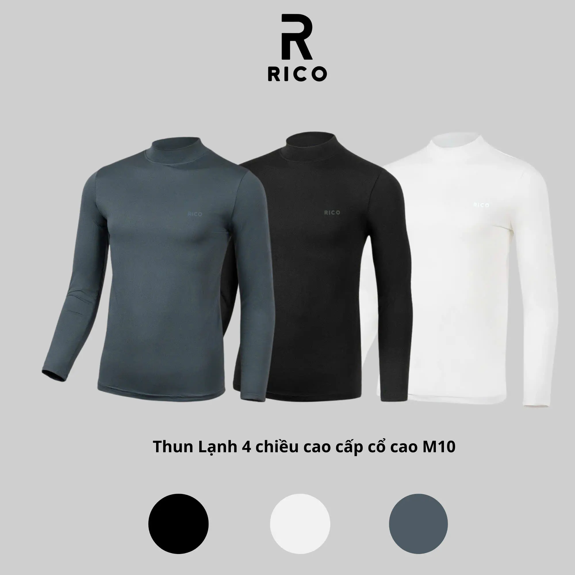 [CAO CẤP] Combo 2-3 Áo Giữ Nhiệt Thể Thao Dài Tay Cổ 3 Phân Rico Studio Thun Lạnh 4 Chiều M10