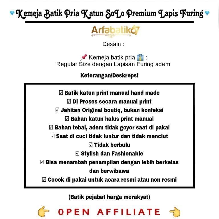 Product Introduction of Mega Mendung Milo Baju batik pria Tangan panjang katun solo lapis furing by arfabatik67 2